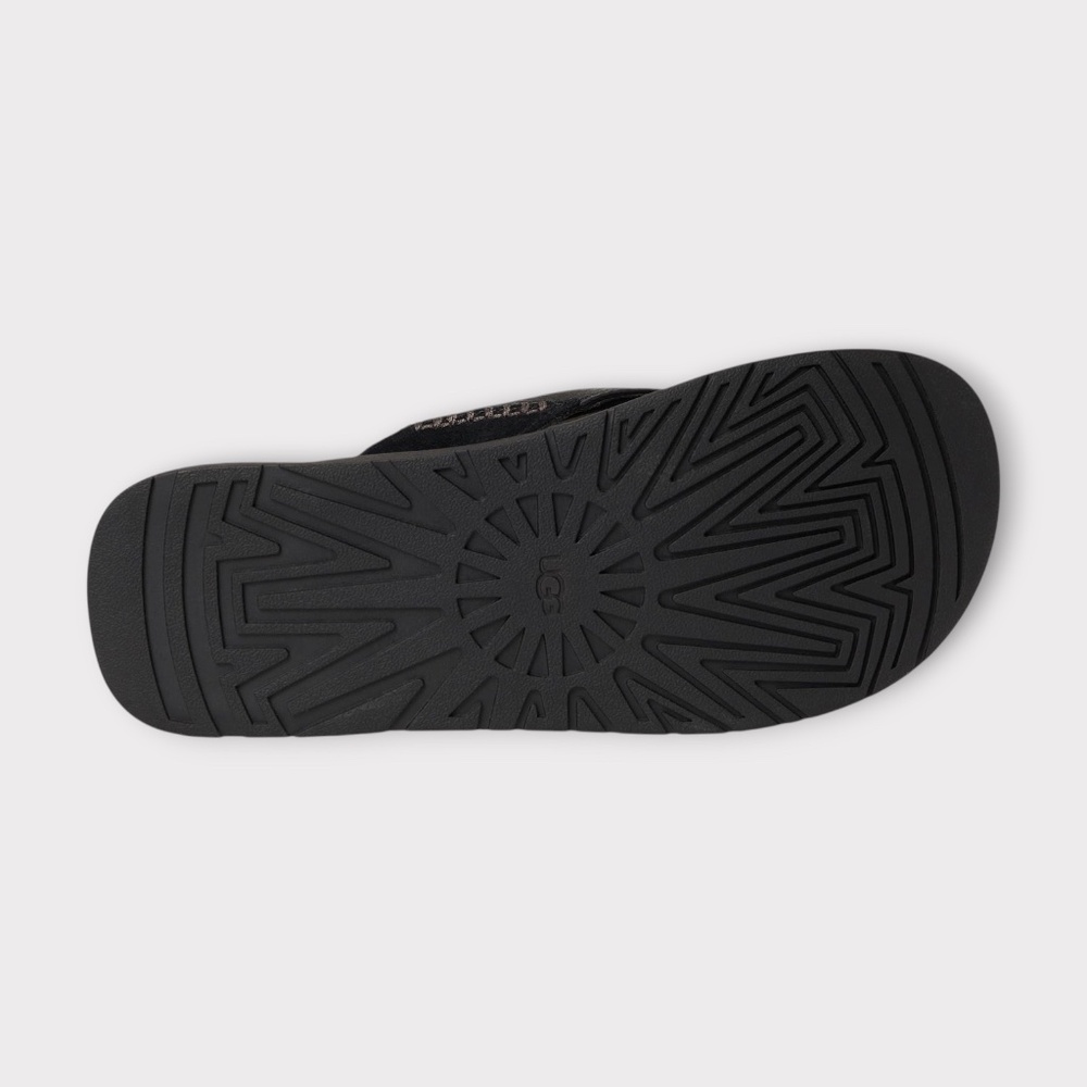 UGG Men's Seaside II Flip Sandals. Black Leather, 1166610 - Picture 4 of 6